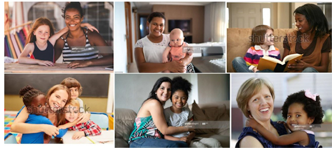 Mulheres negras tagueadas como bab&aacute;s de crian&ccedil;as brancas; mulheres brancas tagueadas como bab&aacute;s de crian&ccedil;as negras apenas em contexto escolar; mulheres brancas n&atilde;o tagueadas como bab&aacute;s, mas como "ado&ccedil;&atilde;o", quando sozinhas