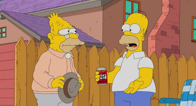 Escena de la serie Los Simpson donde aparece la marca Duff