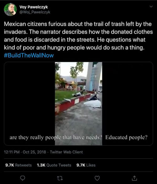 Trino de @PolishPatriotTM en contra de la caravana migrante