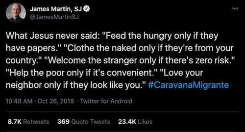 Trino de @JamesMartinSJ a favor de la caravana migrante
