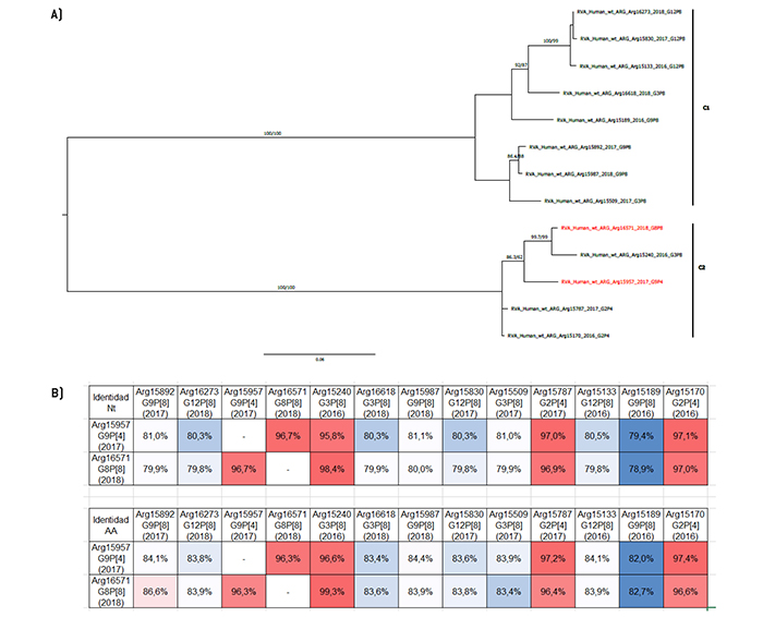 An�lisis filogen�tico y matriz de distancias del gen VP2