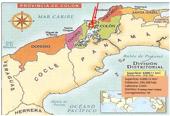 Mapa de la provincia de Colón