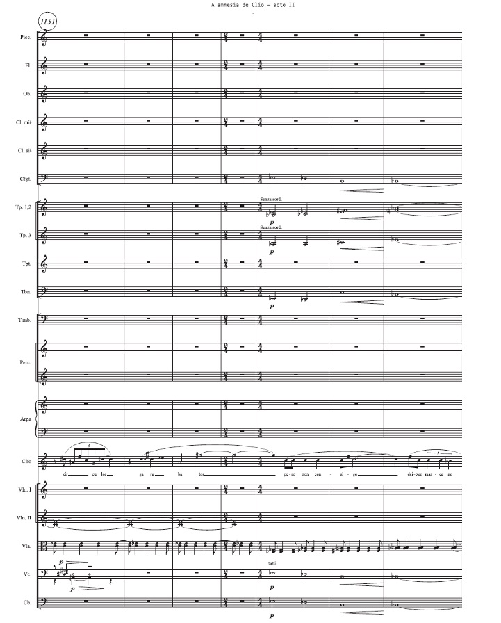 Ejemplo de la escritura vocal de Cl&iacute;o en el Acto II