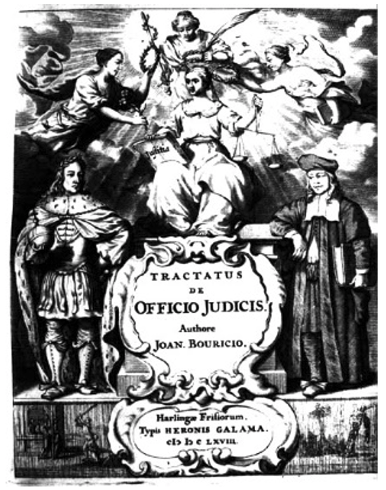 Bouricius, Joannes, 
							Tractatus de Officio Judicis (frontispicio), 1668.
						
