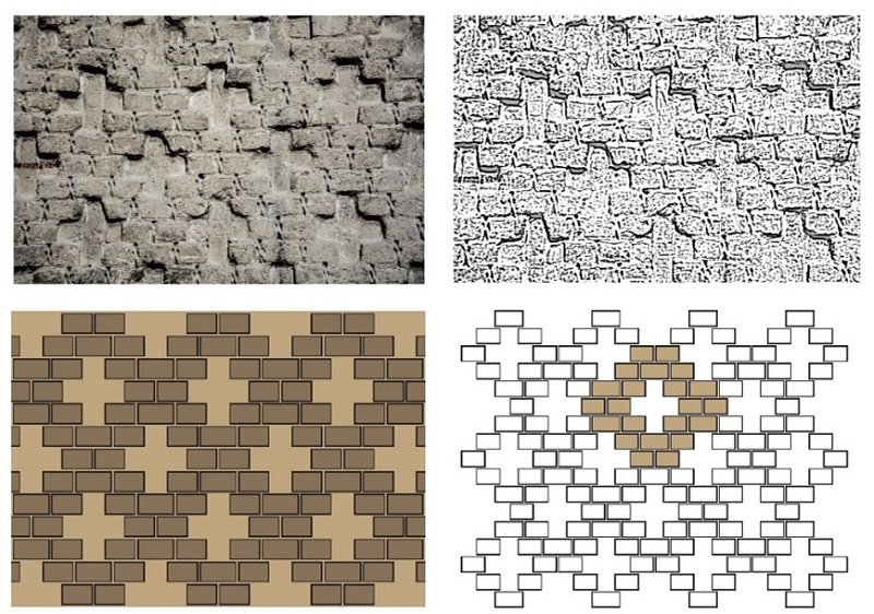 Analysis of the bricklaying decorations of the northern wing design in the northwest corner of the Taj al-Molk dome