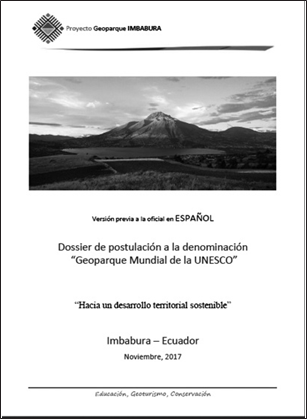 Portada del dossier del Proyecto Geoparque Imbabura (
                Comité de Gestión Proyecto Geoparque Imbabura, 2017).
              