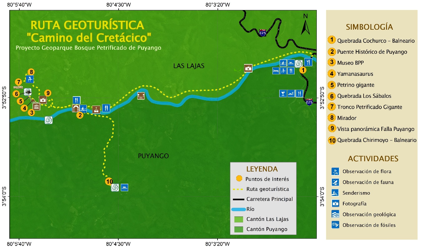 Mapa de ruta geotur�stica recreativa.