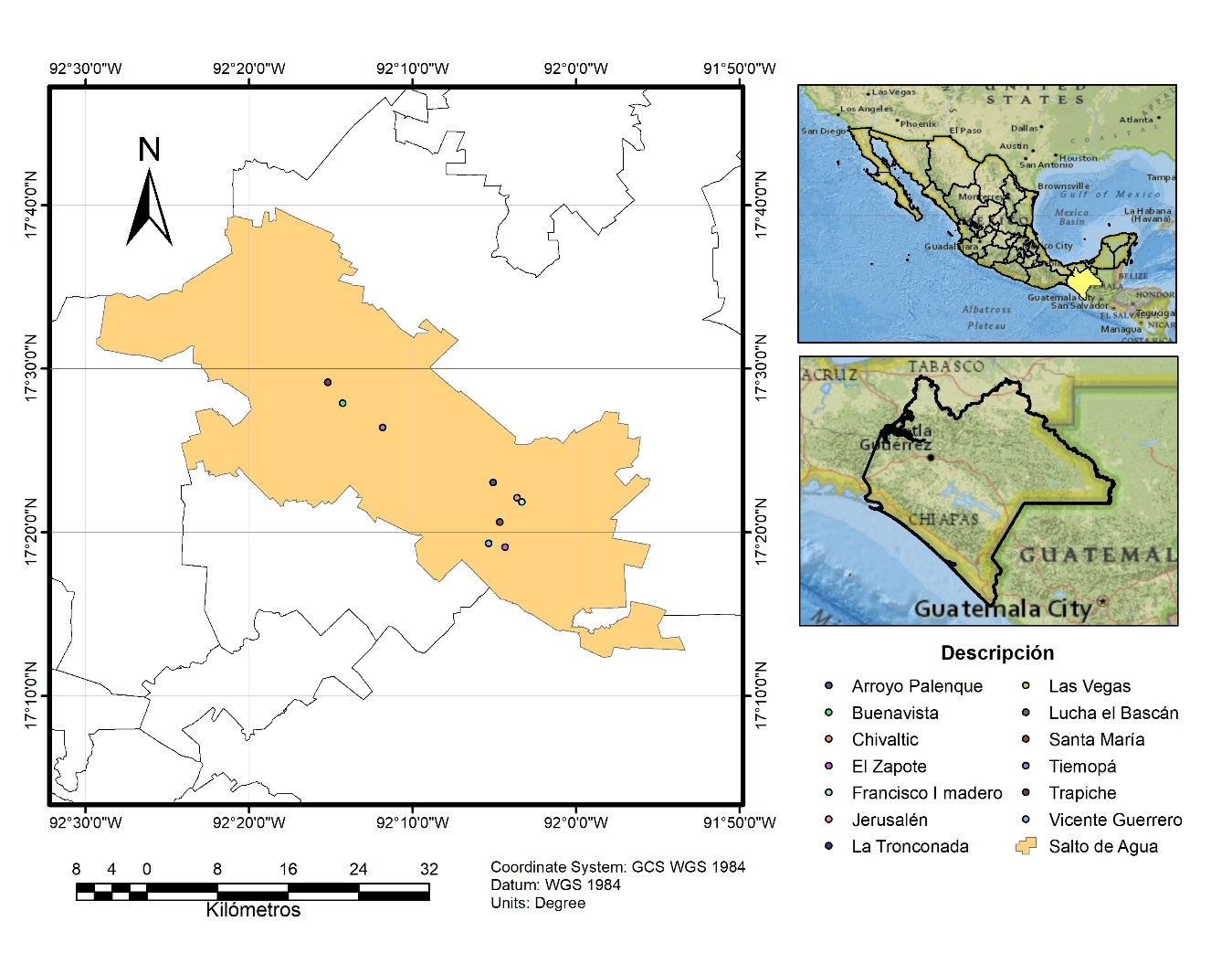 Localizaci�n del Municipio de Salto de Agua, Chiapas, M�xico.