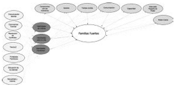 Mapa conceptual de las habilidades, aptitudes y actitudes para conformar Familias Fuertes.