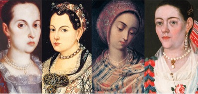 Imagen 13. Uso de joyer&iacute;a representada en retratos virreinales, Collage de Historias y relatos.