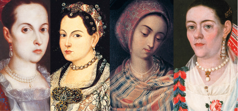 Imagen 13. Uso de joyer&iacute;a representada en retratos virreinales, Collage de Historias y relatos.