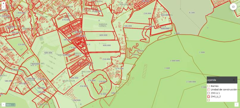 Grfico 14. Unidades de construccin zonas geoeconmicas, zonas Urbana y zonas rurales