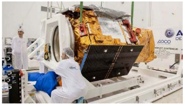 KazEOSat-1 Satellite At the Kourou cosmodrome before launch (Photo by ESA-CNES-Arianespace Optique Video du CSG)