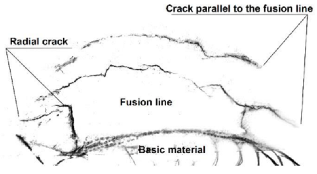 X-ray of the cracked joint