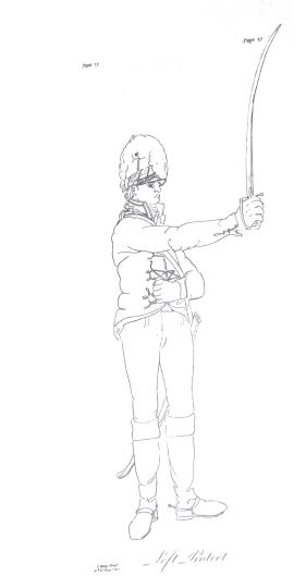 &ldquo;Left Protect&rdquo; from Exercise. Note the back/spine of the blade is used to make the parry. � Royal Armouries.