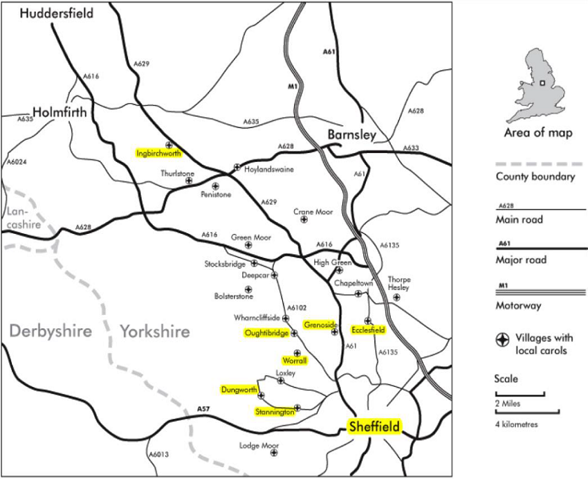 Carolling Villages to the North of Sheffield.