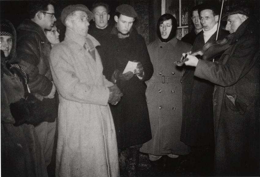 Foolow Carollers, Christmas Day 1957. Photograph: Tony Davis.