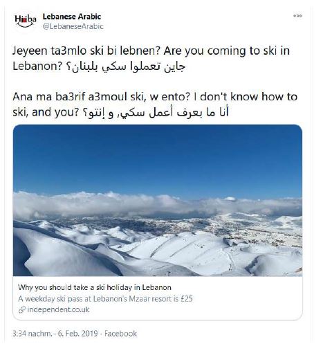 Tweet von dem Account @LebaneseArabic vom 06.02.2019