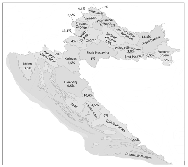 Abbildung 4: Geographische Herkunft der Befragten nach Gespanschaften und Regionen