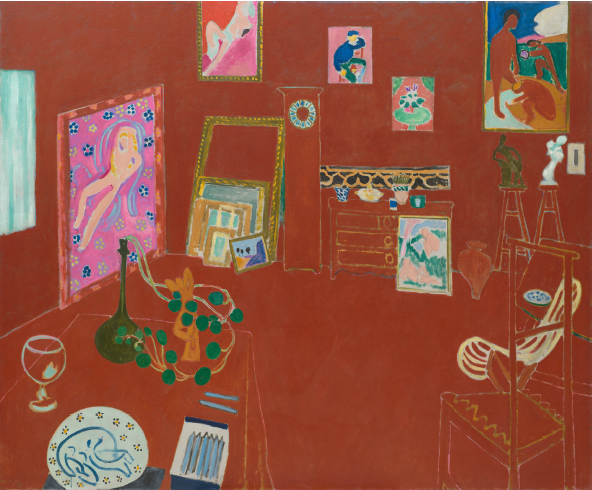 Henri Matisse. The Red Studio. Issy-les Moulineaux. Fall 1911, oil on canvas, 181 x 219, 1 cm. Museum of Modern Art (MoMA), New York. Mrs. Simon Guggenheim Fund, acc. no. 8.1949. � Succession H. Matisse / 2022, ProLitteris, Zurich. Foto: The Museum of Modern Art, New York/Scala, Florence.