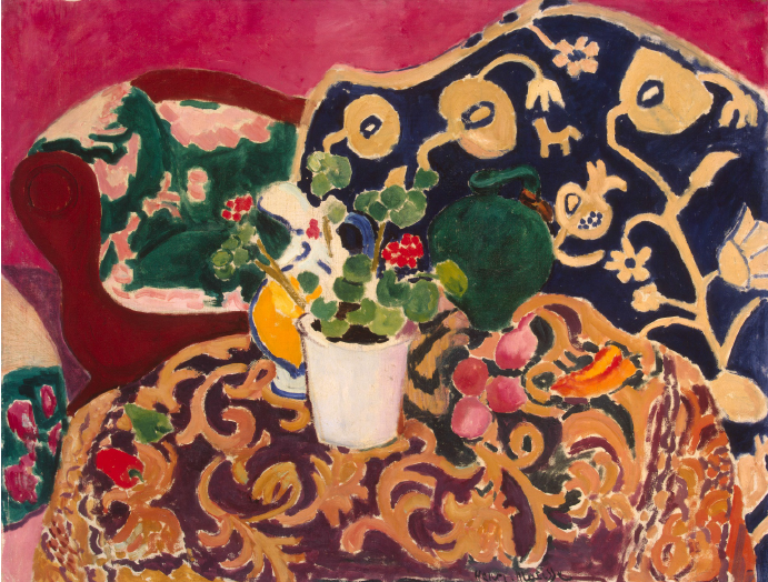 Henri Matisse. Spanish Still Life. Ca. 1910/1911, oil on canvas, 89.5 x 116.3 cm. The State Hermitage Museum, Saint Petersburg, Inv. no. GE-9043. � Succession H. Matisse / 2022, ProLitteris, Zurich.