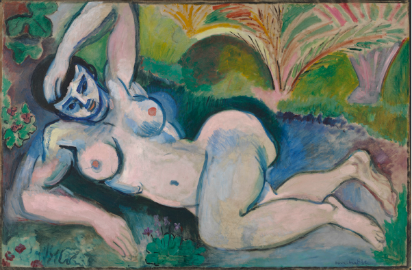 Henri Matisse. Blue Nude (Souvenir de Biskra). 1907, oil on canvas, 92.1 x 140.3 cm. The Baltimore Museum of Art: The Cone Collection, formed by Dr. Claribel Cone and Miss Etta Cone of Baltimore, Maryland, BMA 1950.228. � Succession H. Matisse / 2022, ProLitteris, Zurich. Photo: Mitro Hood.