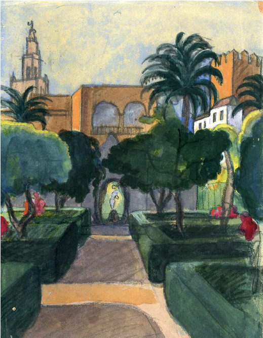 Jāzeps Grosvalds. Sketch book [Spain]. 1913, watercolor and gouache on paper, 21.5 x 17.4 cm. Latvian National Museum of Art, Riga, VMM JGM-93. Image courtesy of the Latvian National Museum of Art, Riga.