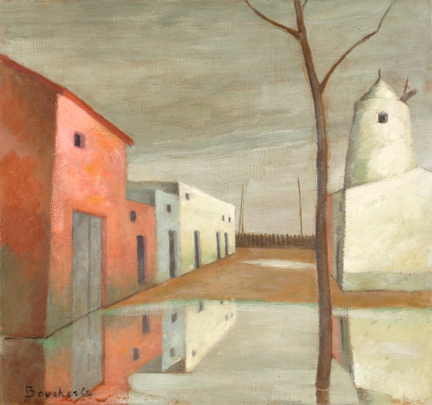Pierre Boucherle, Le Moulin de La Goulette, huile sur toile, 72 x 60 cm. Collection Galerie Elmarsa, Moncef Msakni. Tunis. (photo Firas Ben Khalifa).