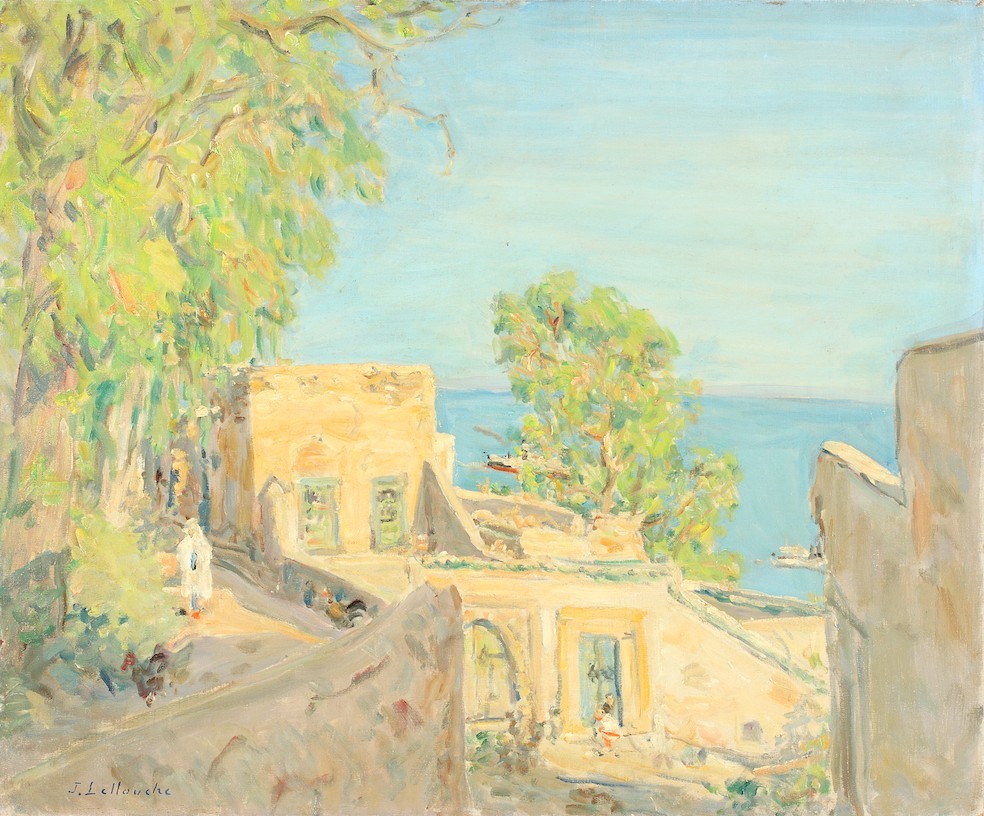 Jules Lellouche, Sidi Bou Sa�d, Dar Chabane, huile sur toile, 54 x 65 cm. Collection Galerie Elmarsa, Moncef Msakni. Tunis. (photo Firas Ben Khalifa).