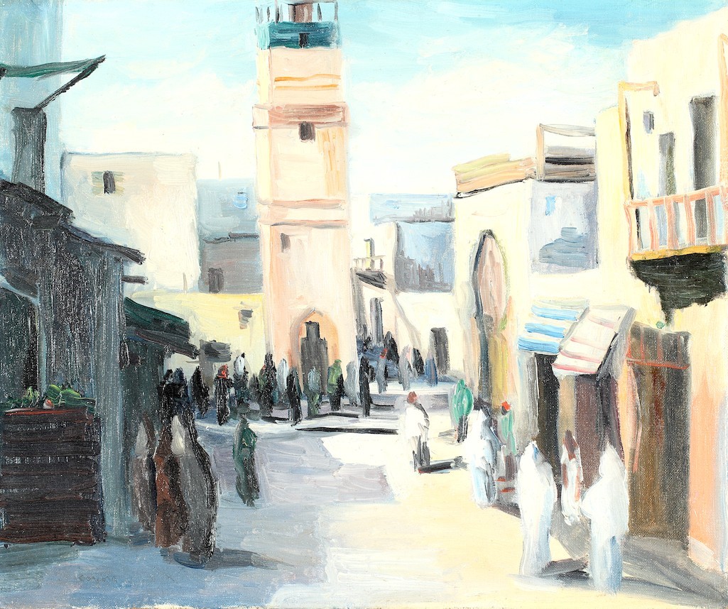 Antonio Corpora, La Mosqu�e des forgerons de Sfax, huile sur toile, 46 x 55 cm. Collection Galerie Elmarsa, Moncef Msakni. Tunis. (photo Firas Ben Khalifa).