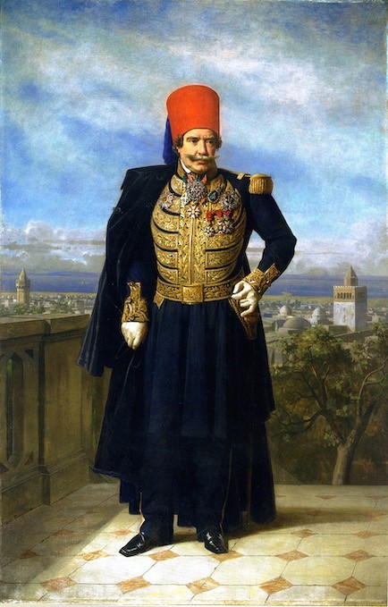 Charles Gleyre, Portrait du baron Raﬀo, vers 1842-1843, huile sur toile, 275 x 163 cm. Tunis, Institut national du Patrimoine (INP), Ksar Sa�d.