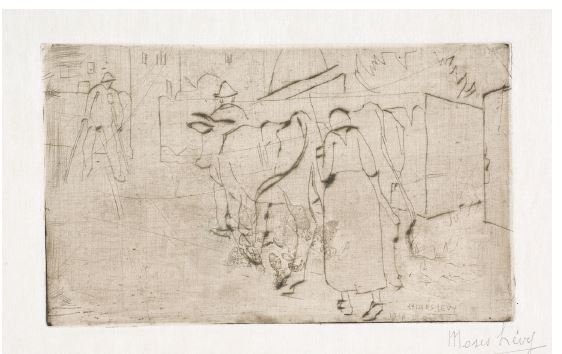 Moses Levy, Bovari, 1914, puntasecca. Roma, Istituto centrale per la grafica, per gentile concessione del Ministerodella Cultura.