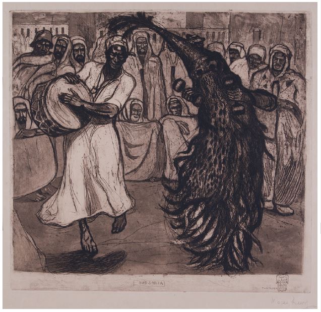 Moses Levy, La danza di Bus Sadia, 1911, acquaforte e acquatinta. Roma, Istituto centrale per la grafica, per gentileconcessione del Ministero della Cultura.