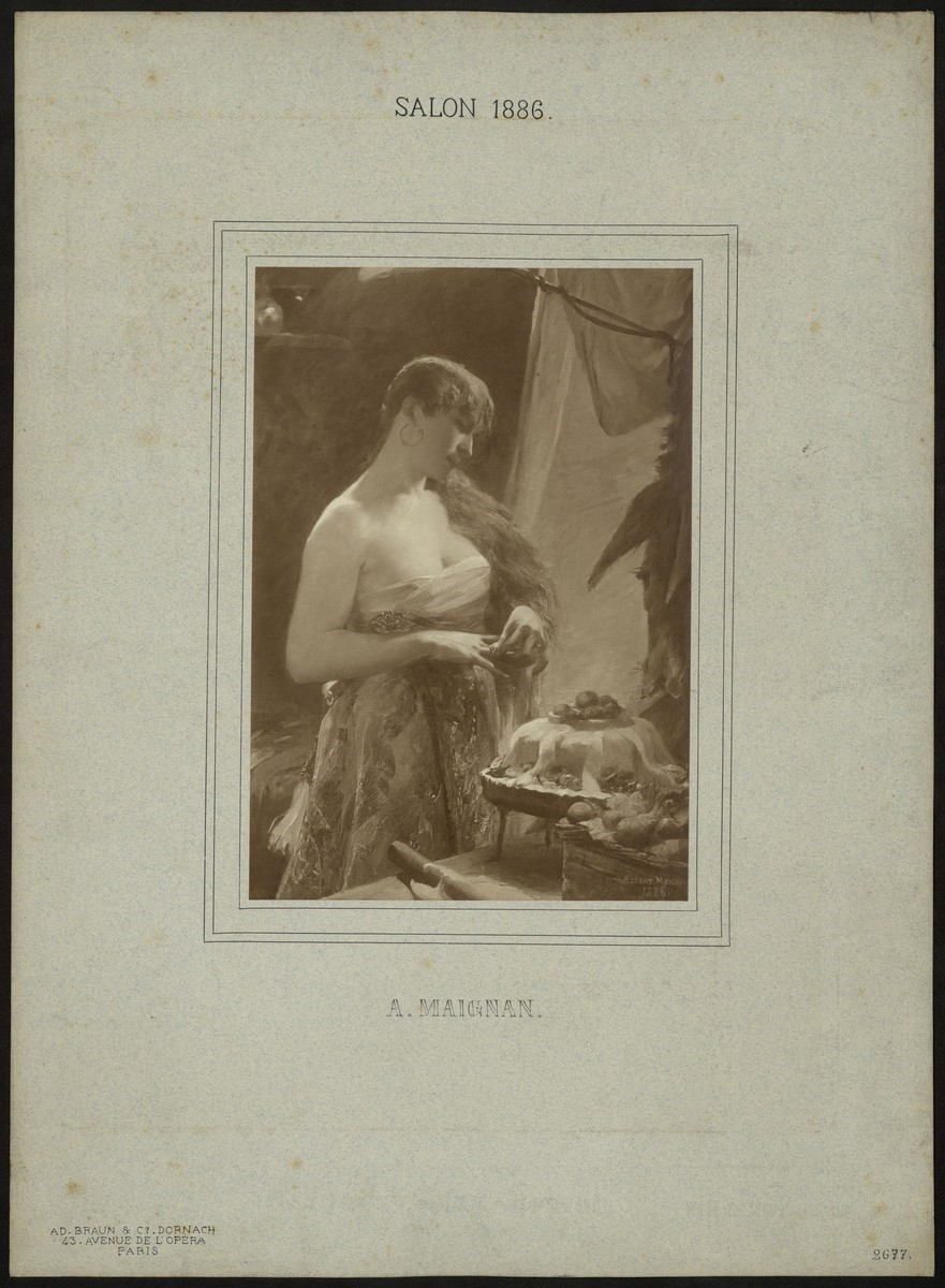 Albert Maignan, Donkey Skin slipping her ring into the cake, silver print by Adolphe Braun et Cie, 1886. Amiens, Mus�e de Picardie collection. Source: photo Mus�e de Picardie.