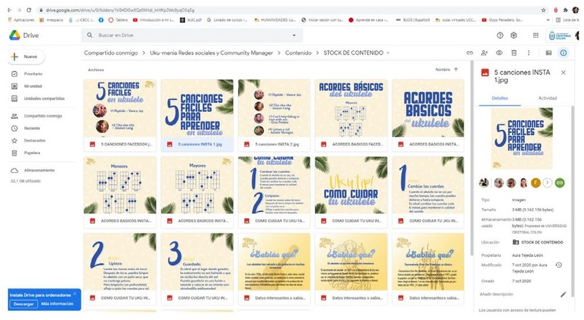 Carpeta compartida del equipo de estudiantes, con todas sus propuestas de ejecutables para revisión por parte de los profesores.