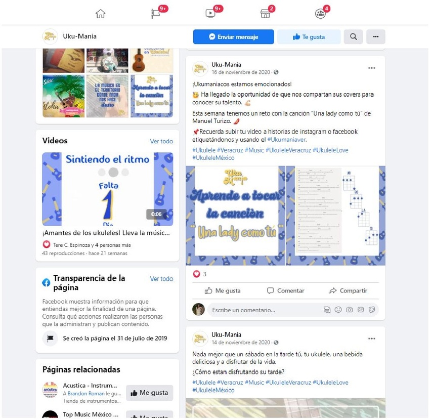 Publicaciones hechas por los estudiantes en la Fan Page de la empresa Uku-manía.