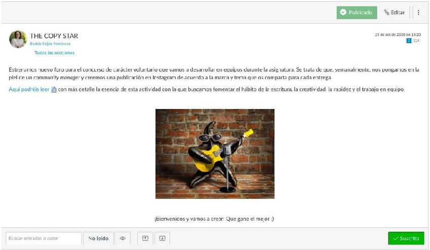 Ejemplo para dinamizar el uso del foro