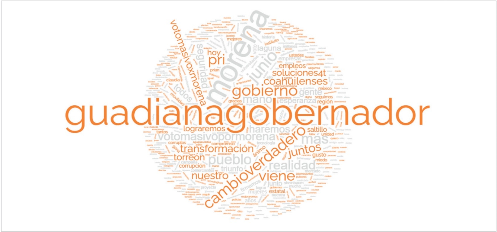 Nube de palabras del candidato Armando Guadiana (MORENA)