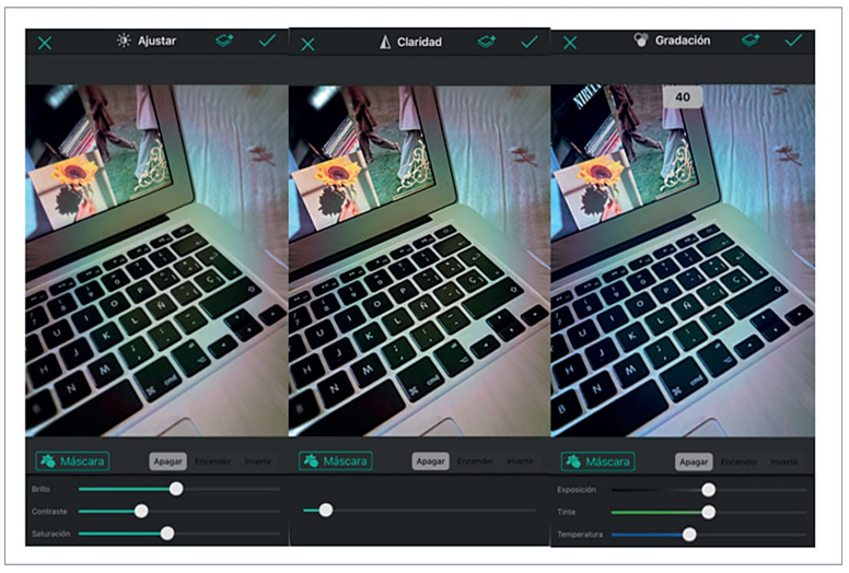Más ajustes realizados en la aplicación TADAA HD Pro Camera.
							