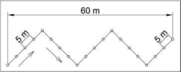 Ejemplo del recorrido en zigzag para la toma de submuestras en un punto.