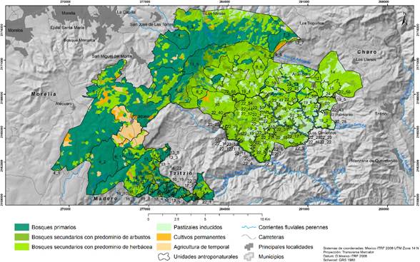 Unidades de paisajes antroponaturales para el 2021. Figure 2. Anthroponatural landscape units for 2021.