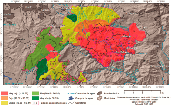 Mapa del grado de naturalidad.