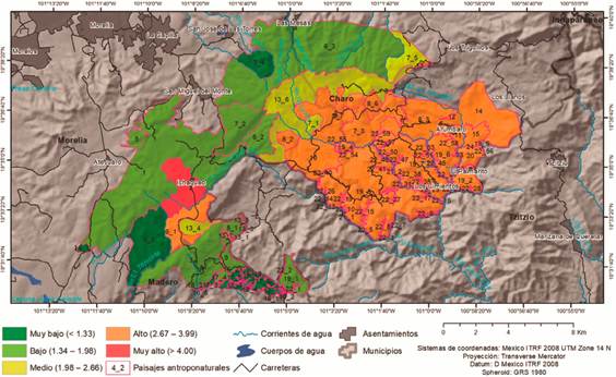 Mapa del coeficiente de transformaci�n antropog�nica.