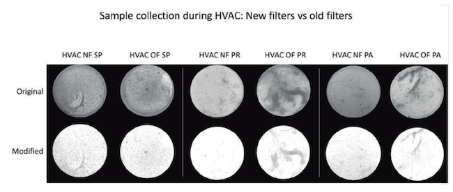 Visual comparison of sample collection under HVAC 