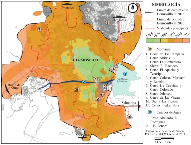 Mancha urbana 1965, 1975, 1985, 2000, 2010,2016