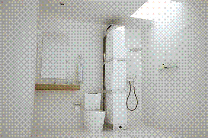 Implantacin final del sistema de captacin en el bao sin considerar el dispositivo del lavabo