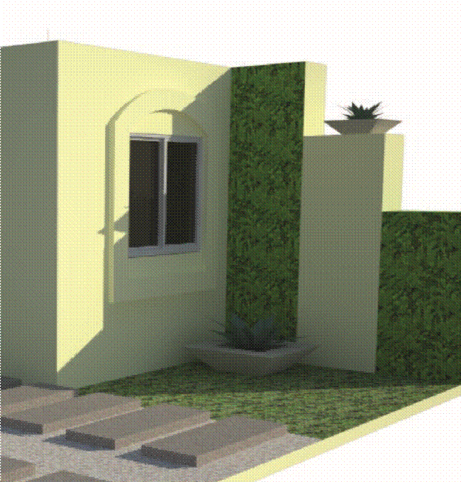 Acercamiento conceptual del sistema de captacin asociado con su implantacin como muro verde o jardinera en jardn frontal