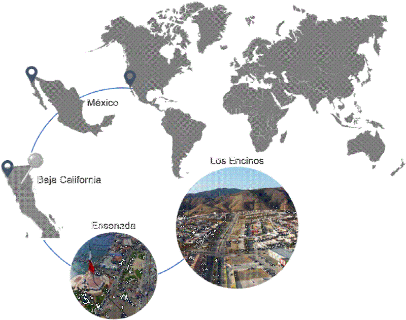Localizaci�n de unidad de an�lisis: Fraccionamiento Los Encinos, Ensenada, M�xico
