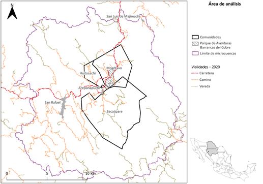 Ubicaci�n de las localidades de Huitosachi, Mog�tavo y Bacaj�pare.