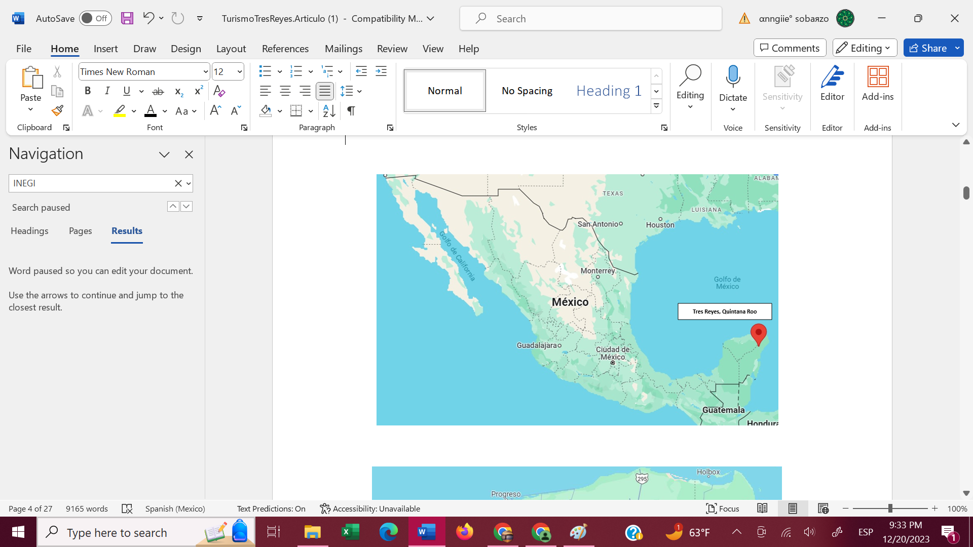 Ubicaci�n del pueblo de Tres Reyes, Quintana Roo en M�xico.